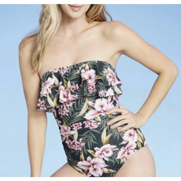 NWT Kona Sol Girls' Hawaiian Tropical One Piece Swimsuit Youth Size Medium 8-10 - Picture 1 of 11